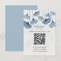 Código QR Botânico Aquarela Casamento Azul