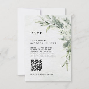 Cartão RSVP Código QR Botânico Minimalista do Eucalipto Verde 
