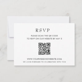 Cartão RSVP CÓDIGO QR Branco Moderno Elegante Simples