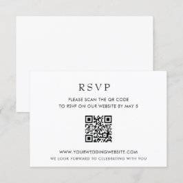 Cartão RSVP CÓDIGO QR Branco Moderno Elegante Simples