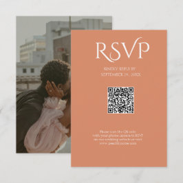 Cartão RSVP Código QR Casamento Cobre Moderno Minimalista