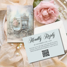 Código QR Casamento de Conto de Fadas Carruagem Az