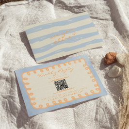 Cartão RSVP Código QR Casamento de Divertimento Pintado Desenh