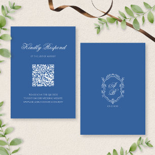 Cartão RSVP Código QR Casamento de Script de Descanso do Monog