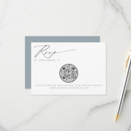 Cartão RSVP Código QR Casamento de Seashell de Praia Náutica R