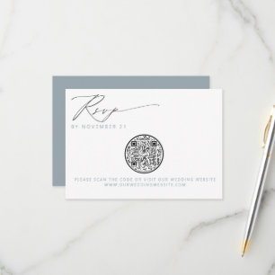 Cartão RSVP Código QR Casamento de Seashell de Praia Náutica R