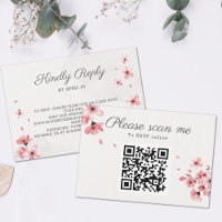 Código QR Casamento floral de cereja cor-de-rosa