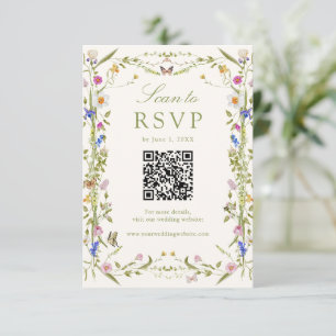 Cartão RSVP Código QR Casamento Prado de Flores Silvestres Col