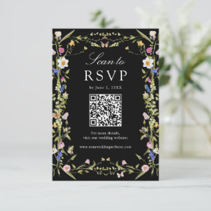 Cartão RSVP Código QR Casamento Prado de Flores Silvestres Col