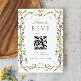 Cartão RSVP Código QR Casamento Prado de Flores Silvestres Col
