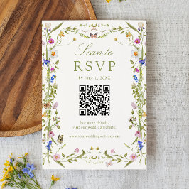 Cartão RSVP Código QR Casamento Prado de Flores Silvestres Col