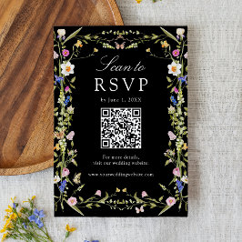 Cartão RSVP Código QR Casamento Prado de Flores Silvestres Col