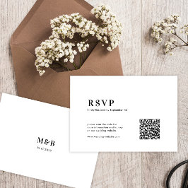 Cartão RSVP Código QR Casamento Tipografia Moderna Minimalista