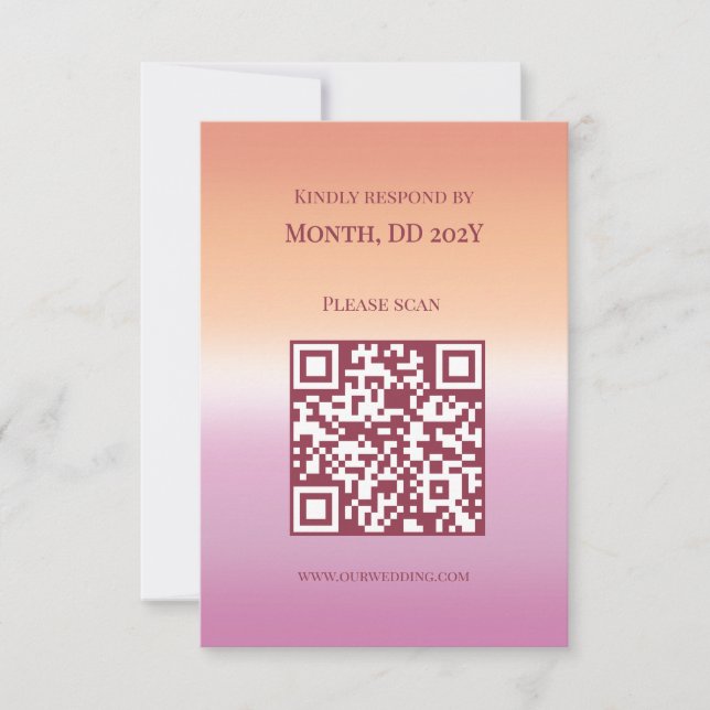 Cartão RSVP Código QR com Gradiente da Bandeira do Orgulho do  (Frente)