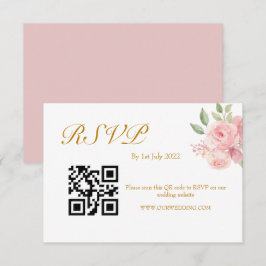 Cartão RSVP Código QR de Aquarela ROSE