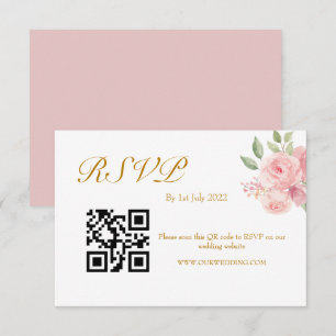 Cartão RSVP Código QR de Aquarela ROSE