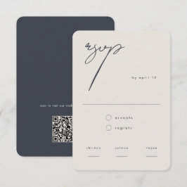 Cartão RSVP Código QR de Caligrafia Minialista Moderna