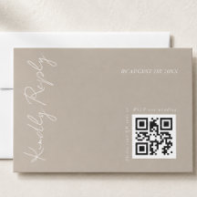 Código QR de casamento bege escuro moderno