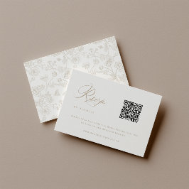 Cartão RSVP Código QR de Casamento Beige Chinoiserie