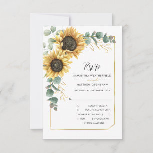 Cartão RSVP Código QR de Casamento Botânico de Girassol Eucaly