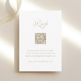 Cartão RSVP Código QR de Casamento Caligrafia Estilosa Areia