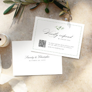 Cartão RSVP Código QR de casamento Clássico do Script de Elegâ