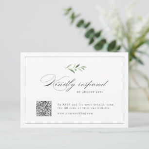 Cartão RSVP Código QR de casamento Clássico do Script de Elegâ