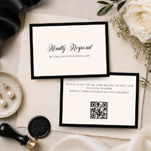 Cartão RSVP Código QR de Casamento Clássico Minimalista Old Mo