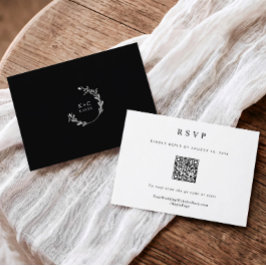 Cartão RSVP Código QR de Casamento Clássico Simples Elegante M