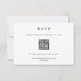Cartão RSVP Código QR de Casamento Clássico Simples Elegante M