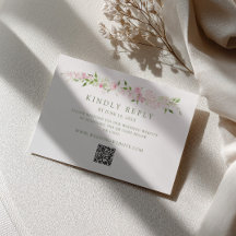 Código QR de Casamento com Borda Floral Verde Rosa