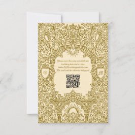 Cartão RSVP Código QR de Casamento com Monograma de Castelo Re