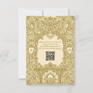 Cartão RSVP Código QR de Casamento com Monograma de Castelo Re