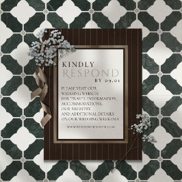 Cartão RSVP Código QR de Casamento com Padrão de Faixa Fina Ma