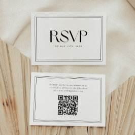 Cartão RSVP Código QR de Casamento com Tipografia Negra e Bran