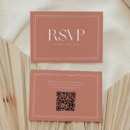 Cartão RSVP Código QR de Casamento com Tipografia Negrito Rosa