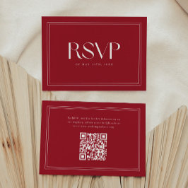 Cartão RSVP Código QR de Casamento com Tipografia Negrito Vinh