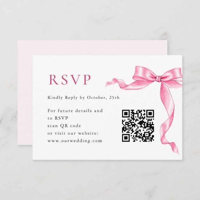 Cartão RSVP Código QR de Casamento de Arco de Casamento de Mão (Frente/Verso)