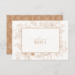 Cartão RSVP Código QR de Casamento de Arte da Linha Floral Ter