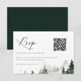 Cartão RSVP Código QR de Casamento de Árvores de Pinheiros Flo