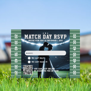 Cartão RSVP Código QR de Casamento de Bilhete de Futebol