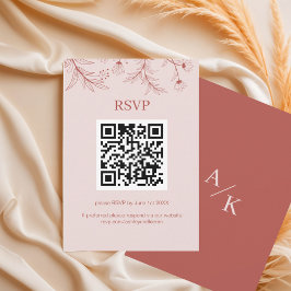Cartão RSVP Código QR de Casamento de Boho Floral Elegante