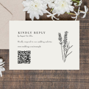 Cartão RSVP Código QR de Casamento de Boho Wildflower Elegante