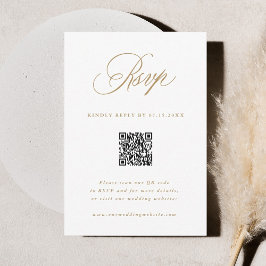 Cartão RSVP Código QR de Casamento de Caligrafia Romântica Dou