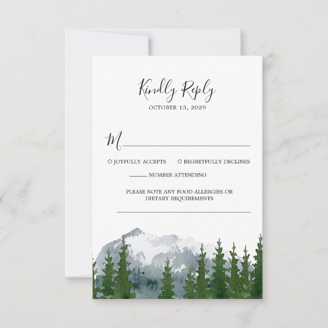 Cartão RSVP Código QR de Casamento de Casamento de Cores d'Águ (Frente)