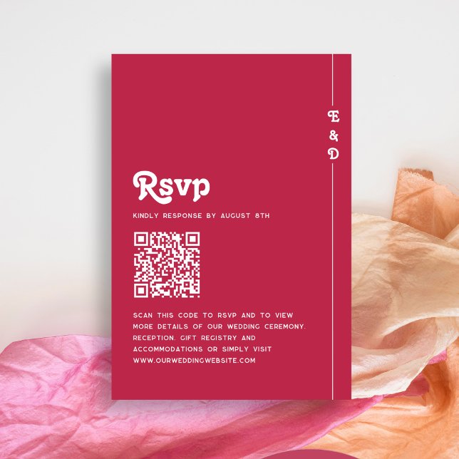 Cartão RSVP Código QR de Casamento de Casamento de Monograma R (Criador carregado)