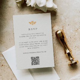 Cartão RSVP Código QR de Casamento de Coloração d'água da abel