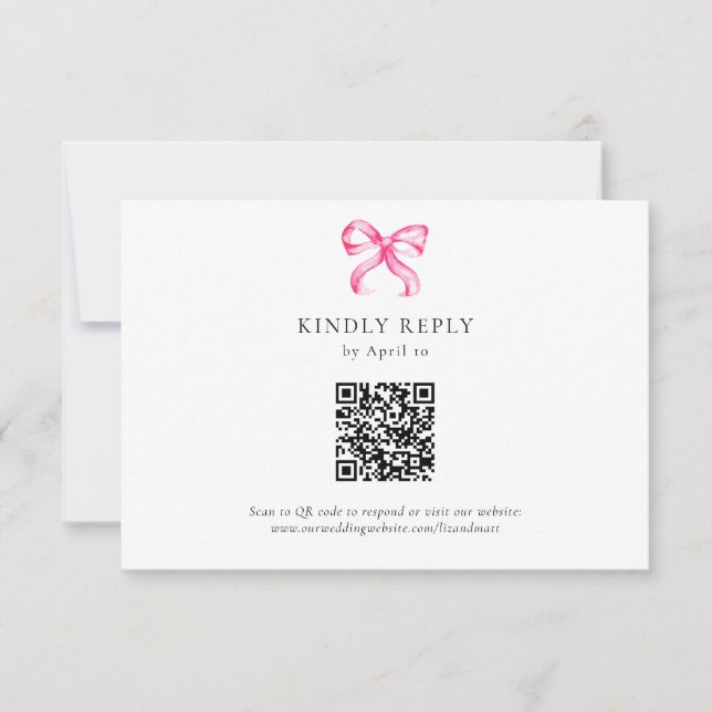 Cartão RSVP Código QR de Casamento de Coquetes de Arco Rosa El (Frente)