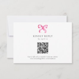 Cartão RSVP Código QR de Casamento de Coquetes de Arco Rosa El
