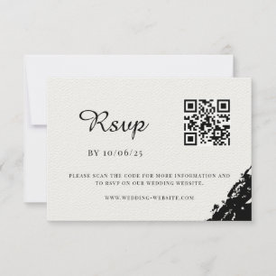 Cartão RSVP Código QR de Casamento de Cor d'Água Negra